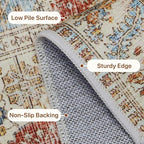 Bavni 6x9 Area Rugs for Living Room, Machine Washable Rug Non Slip, Vintage Chenille Distressed Print Carpet, Large Low Pile Ultra-Thin Lightweight Rugs for Bedroom, Dining Room, Home, Office, Orange