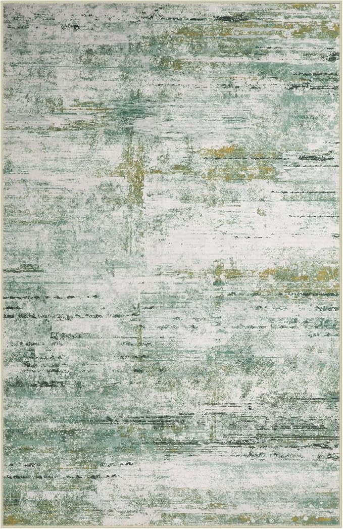 5x7 Abstract Area Rugs for Living Room, Modern Washable Indoor Rug for Bedroom, Thin Soft Large Non-Slip Carpet for Dining Room Home Office Farmhouse Decor - Abstract Army Green