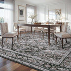 AMOAMI-Area Rug 6X9 Rugs for Living Room-Vintage Sof Dark Grey & Black Rugs for Bedroom-Non Slip Carpet-Machine Washable Rug for Dining Room Living Room Bedroom Office Under Table