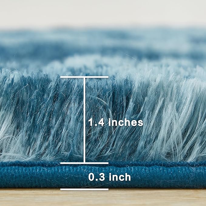 Andency Soft Area Rugs for Living Room Bedroom, 5x8 Fluffy Shaggy Bedside Rug, Non-Slip Large Shag Fuzzy Plush Carpets for Bedroom Kids Dorm Nursery Home Decor Aesthetic, Tie-Dyed Navy Blue