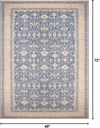 vivorug 4x6 Rug, Small Area Rug for Living Room, Bedroom, Kitchen, Machine Washable Non-Slip Throw Rug, Vintage Floral Carpet for Entryway Nursery Dinner Room - Durable (Blue)