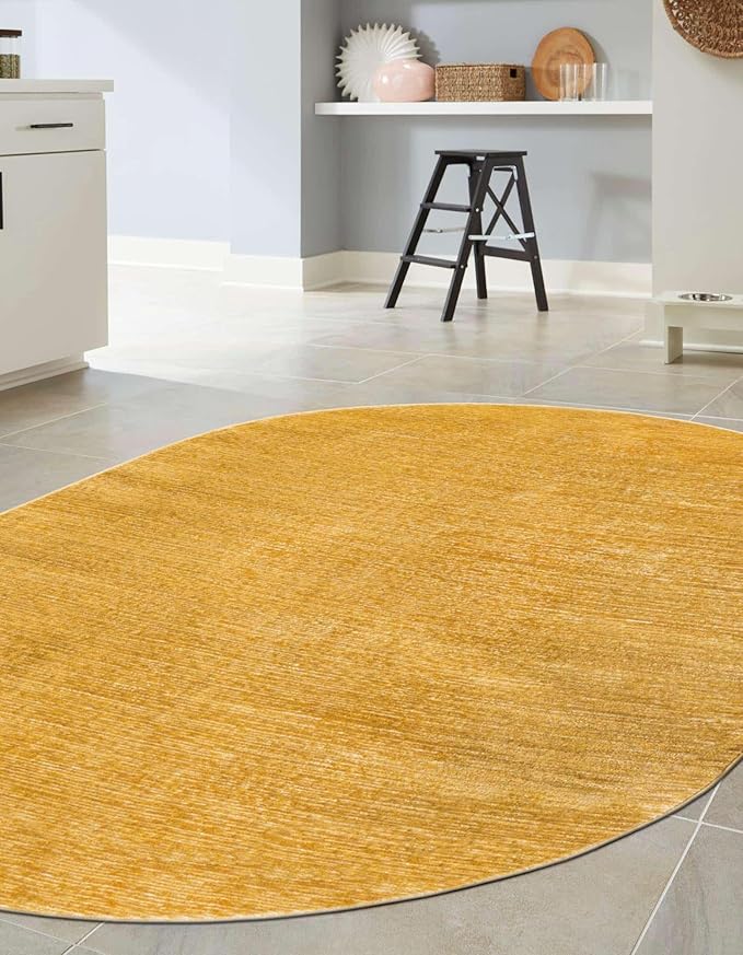 Unique Loom Finsbury Collection Area Rug - Kate (7' 10" x 10' Oval, Yellow)