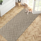 PURRUGS Dirt Trapping Door Mat 32" x 70", Non-Slip Machine Washable Entry Rug, Shoe Scraper, Dog Doormat, Super Absorbent Welcome Mat for Front & Back Door, Muddy Wet Shoes & Paws, Taupe