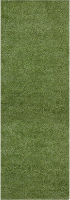 Ottomanson 2'7" x 42' Artificial Faux Grass Rug - Realistic Turf with UV Protection - Perforated for Easy Drainage - Durable, Hose-Off Synthetic Lawn Carpet for Indoor & Outdoor Use, Green