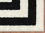 Abani Contemporary Black & Ivory 3' x 5' Area Rug, Contrasting Geometric Modern Stripe Symmetrical Living Room Carpet Rugs