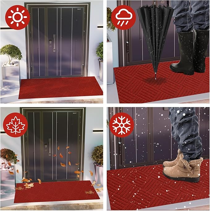 jxgzyy Commercial Christmas Red Carpet Runner, 3'11" x 9'10" Heavy Duty Hallway Runner Rug, Non Slip Area Rugs for Entryway, Outdoor Indoor Kitchen Mat for Living Room Garage Wedding Party Decor