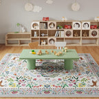 Rugcomf Living Room Rug 5x7 Rug Machine Washable Area Rug Floral Non-Slip Low Pile Large Rugs for Living Room, Bedroom, Farmhouse, Dining Room, Kids Playroom(Colorful)