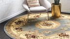 Rugs.com Chateau Collection Rug - 4 Ft Round Light Blue Medium Pile Rug