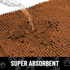 Smiry Dog Door Mat for Muddy Paws, Absorbent Dirt Trapper Non Slip Quick Dry Washable Chenille Mat for Mud Dogs, Entry Rug for Indoor and Outdoor (30x20 Inches, Ochre and Black)