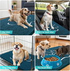 OLANLY Dog Door Mat for Muddy Paws 30x20, Paw Print Design, Absorbs Moisture and Dirt, Absorbent Non-Slip Washable Doormat, Quick Dry Chenille Mud Mat, Entry Indoor Entryway Carpet, Atlantic Blue