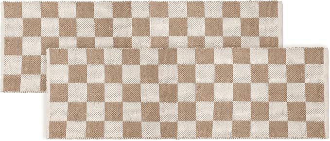 REDEARTH · Jute Cotton Area Rug - 2'x6' Rectangular Rug, Sustainable Handwoven, Non-Shedding, Soft & Durable – Reversible, Neutral Tones for Home Décor in Living Room, Dining Room, Bedroom, Set of 2