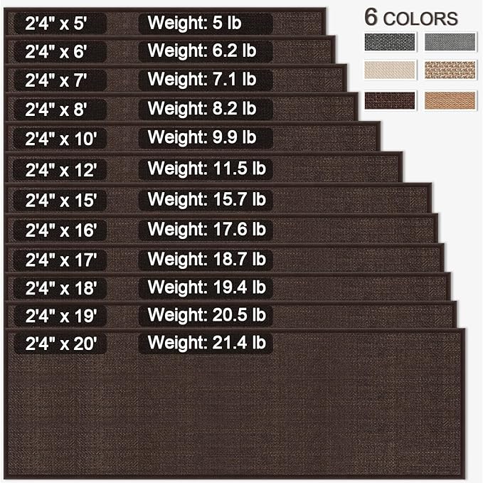 Jute Runner Rug Non Slip Washable, 18ft Rubber Backed Laundry Rugs Laundry Room Runner, Long Hallway Carpet Rug Mat, Deep Brown