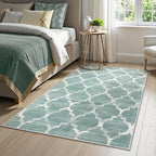 Lahome Moroccan Washable 3x5 Entryway Rug - 3x5 Area Rugs for Bedroom Throw Non-Slip Low-Plie Kitchen Rugs Soft Sage Distressed Capet for Office Bathroom Living Laundry Room Dining Room