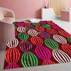 Bohemian Pop Art Striped Balloon Pattern Rug for Living Room Bedroom Nursery Room Dining Room Home Office Study Room Vibrant Red and Green Kitchen Hallway Indoor Washable Area Carpet 6x8