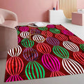 Bohemian Pop Art Striped Balloon Pattern Rug for Living Room Bedroom Nursery Room Dining Room Home Office Study Room Vibrant Red and Green Kitchen Hallway Indoor Washable Area Carpet 8x10