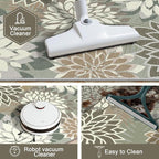 2x3 Washable Small Rug Tropical Botanical Modern Floral Indoor Chenille Door Mat Carpet Non Slip for Patio, Entry Way, Entrance, Porch, Taupe