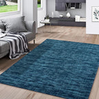 RUGSREAL Large Solid Color Area Rug 8x10 Machine Washable Rug Non-Slip Low-Pile Modern Area Rugs Contemporary Rug Home Office Throw Carpet for Living Room Bedroom, 8' x 10' Indigo