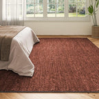 Eleisa Modern Vintage 8x10 Herringbone Chevron Area Rug for Living Room, Wine & Red, Non-Slip Stain Resistant Washable Rug, Farmhouse Home Decor Carpet for Bedroom, Kitchen, Dining Room