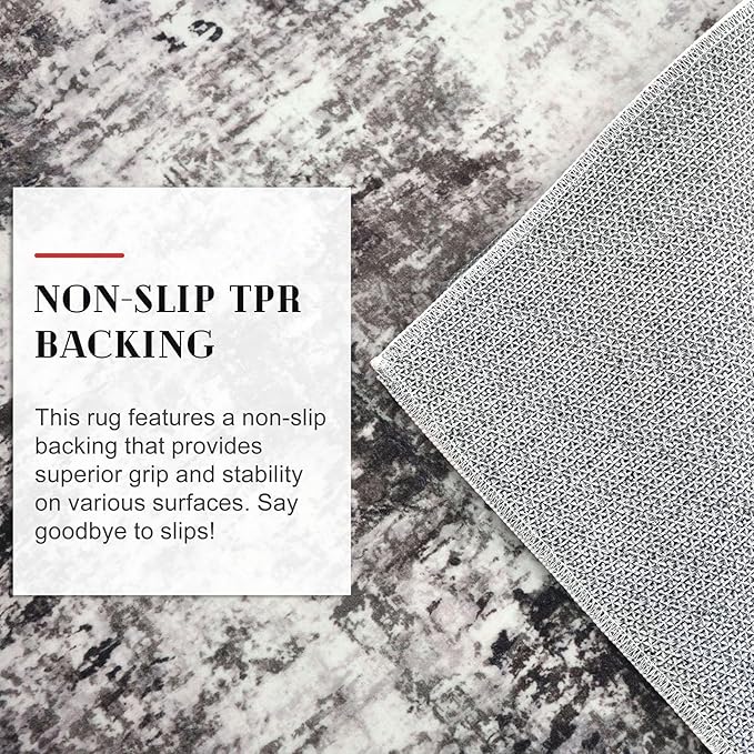 Modern Abstract Hallway Runner Rug, Black Grey 2x8 Runner Rug, Washable Kitchen Runner Non-Slip Soft Thin Print Faux Wool Carpet for Entryway Bedroom Laundry Room Indoor
