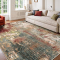 Washable Area Rugs 6'x8' Non-Slip Modern Abstract Soft for Living Room Entryway Bedroom Nursery, Print Pattern, Brown Rust Red Multi