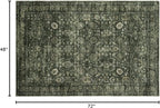 Morebes Washable Green Area Rugs 4x6, Vintage Boho Rugs for Bedroom, Soft Distressed Indoor Floor Non-Slip Non-Shedding Living Room Throw Carpet for Kitchen Dining Playroom Entryway Christmas Decor