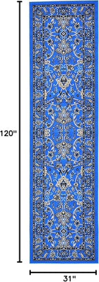 Unique Loom Sialk Hill Collection Area Rug - Washington (2' 7" x 10' Runner Dark Blue/Black)