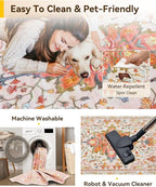Area Rugs 2'6''x14' Washable Non-Slip, Floral Vintage Distress Print Pattern Medallion Carpet for Living Room Bedroom Dining Room, Light Pink Colorful