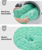Bathroom Rug 24x48 Non Slip Fluffy Bath Mat for Bathroom Floor Washable Plush Luxury Bath Rug for Tub Soft Absorbent Shower Mat, Spa Blue