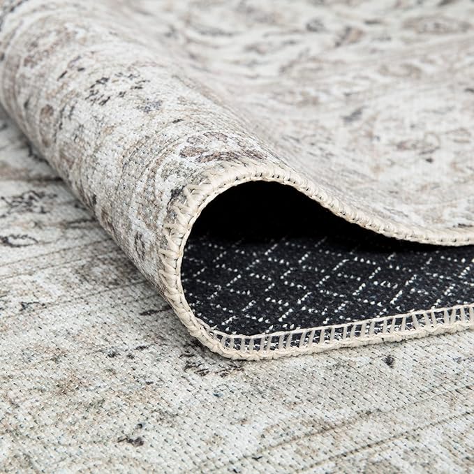 Bloom Rugs Washable Non-Slip 10x14 Rug - Beige/Off White Traditional Bordered Area Rug for Living Room, Bedroom, Dining Room, and Kitchen - Exact Size: 10' x 14'