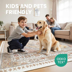 zesthome Washable Round Area Rugs - Non-Slip 6ft Round Rugs, Ultra-Thin Large Circle Rugs for Living Room, Soft Low Pile Rug for Bedroom, Kitchen, Nursery - Vintage Stain Resistant Round Rug