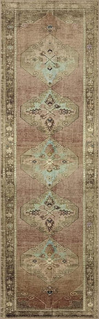 Loloi Magnolia Home by Joanna Gaines Sinclair Collection SIN-06 Clay/Tobacco 2'-3" x 9'-6", .25" Pile Height, Machine Washable, Runner Rug