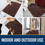 OLANLY Door Mats Indoor, Non-Slip, Absorbent, Dirt Resist, Entrance Washable Mat, Low-Profile Inside Entry Doormat for Entryway (36x24 inches, Dark Brown)