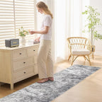2X10 Washable Runner Rug for Hallway: Soft Neutral Modern Abstract Area Rug - Non-Slip Low Pile Long Throw Indoor Carpet for Kitchen Entryway Kitchen Bedroom Laundry - Grey