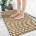 Brown Bathroom Rugs,24"x36"Non Slip Braided Vintage Bath Mat for Bathroom Floor Washable Boho Luxury Bath Rug for Tub Soft Absorbent Shower Sink Mat