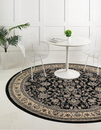 Unique Loom Sialk Hill Collection Area Rug - Washington (7' 10" Round Black/Gray)