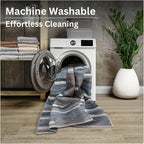 Bloom Rugs Washable Non-Slip 6' x 9' Rug - Blue/Brown Striped Area Rug for Living Room, Bedroom, Dining Room, and Kitchen - Exact Size: 6' x 9'