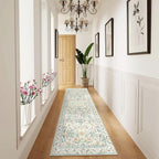 Wonnitar Washable Rug Runner 2'6''x8', Boho Floral Hallway Runner Rug 8ft Long Carpet for Bedroom, Soft Non Slip Ultra-Thin Beige Carpets for Bathroom Kitchen Bedside