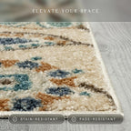 Maples Rugs Reggie Floral Kitchen Rug - Made in USA - Washable, Non Slip Indoor Carpet for Entryway, Foyer, Kitchen, and Bathroom, 2'6 x 3'10, Beige