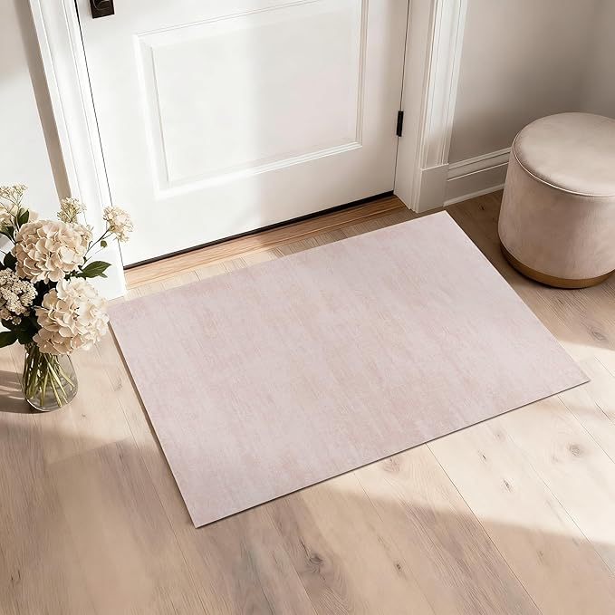 Pink Small Rug for Kitchen Bathroom, Boho Abstract Modern Washable Non Slip Area Rugs for Girls Bedroom Kids Room 3x5