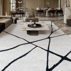 YIHOUSE Geometric 9x12ft Modern Washable Area Rug for Living Room Bedroom - Large Abstract Black and White Rug Non-Slip Ultra-Thin Home Decor