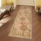 Morebes Boho Floral Runner Rug Non Slip, Washable Flower Long Bathroom Rugs Runner 2x6, Soft Botanical Flower Birds Indoor Throw Carpet for Entryway Hallway Bedroom Laundry Room, Brown