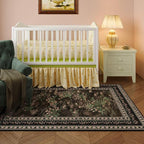 Rugcomf 5x7 Area Rugs Impressionist-Style Vintage Washable Area Rug Non Slip Low Pile Large Rugs for Living Room Bedroom Farmhouse Dining Room Kids Playroom, Black