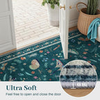7x9 Bug Pattern Area Rug - Indoor Non-Slip Low Pile Machine Washable Insect Print Rug for Entryway, Living Room, Bedroom, Kitchen, Laundry (7'x9' Teal)