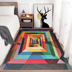4x4 Colorful Geometry Rugs for Bedroom Decor, Washable Abstract Geometric Pattern Area Rug, Living Room Home Decoration, Non Slip Soft Thin, Abstract Art Decor Carpet PF-P 49
