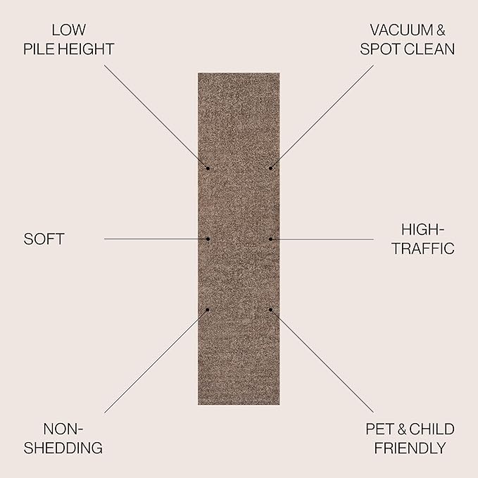 JONATHAN Y Haze Solid Low-Pile Brown Runner Rug 2x10, Coastal,Bohemian,Minimalist,Classic, Easy-Cleaning for Living Room,Bedroom,Kitchen,Pet Friendly,Non-Shedding (SEU100J-210)