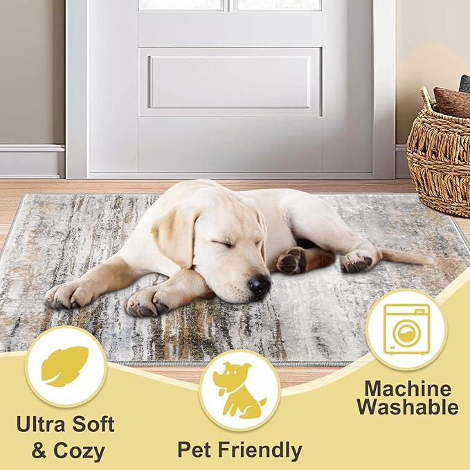COMSLE Door Mat Soft Absorbent Indoor Front Entryway Rug Machine Washable Entrance Mats for Muddy Paws Non Slip Throw Rugs 32" x 48" Doormat for Inside Foyer Bedroom - Yellow