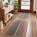 Tangsoo Rainbow Easy Jute Rug 2x6 Washable Runner for Hallways,Non-Slip Ultra Thin Dark Brown Outdoor Runner Carpet,Contemporary Kitchen Door Mat for Laundry Bedroom Entryway Porch