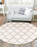 Rugs.com Lattice Collection Rug – 6 Ft Round Beige and Gray Medium-Pile Rug Perfect for Kitchens, Dining Rooms