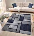 Navy Blue Geometric 5x7 Area Rug – Modern Patterned Carpet for Living Room, Bedroom, or Office – Soft Durable Floor Rug – Contemporary Stylish Design