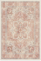 RUGGABLE Washable Area Rug – Kamran Rose Pink 4x6, Stain-Resistant, Non-Slip – Medium Machine Washable Rugs for Living Room, Bedroom, Hallway, Entryway & Office–with Cushioned Pad